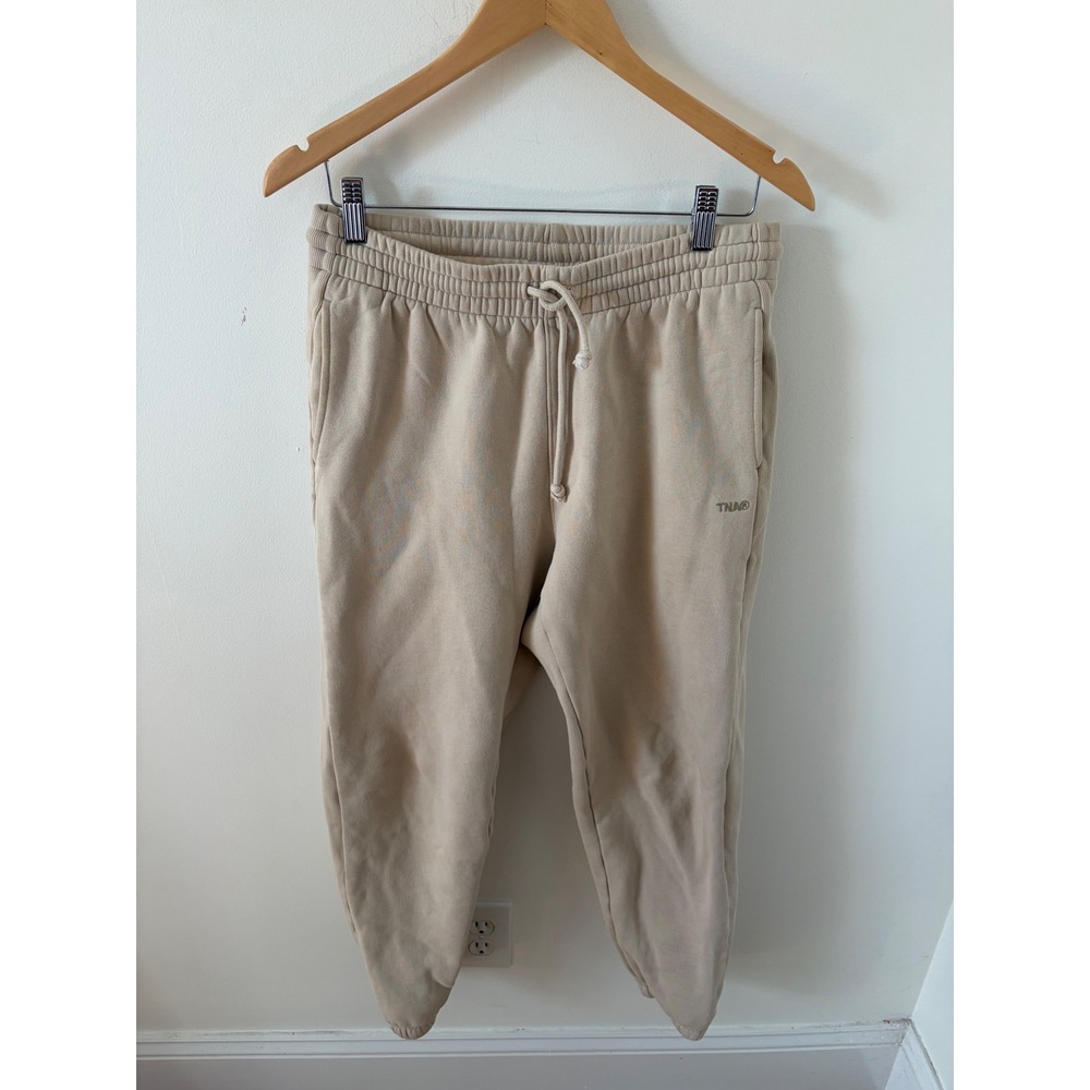 Aritzia TNA Cozy Fleece Boyfriend Fit Sweatpants Tan Beige Medium Joggers